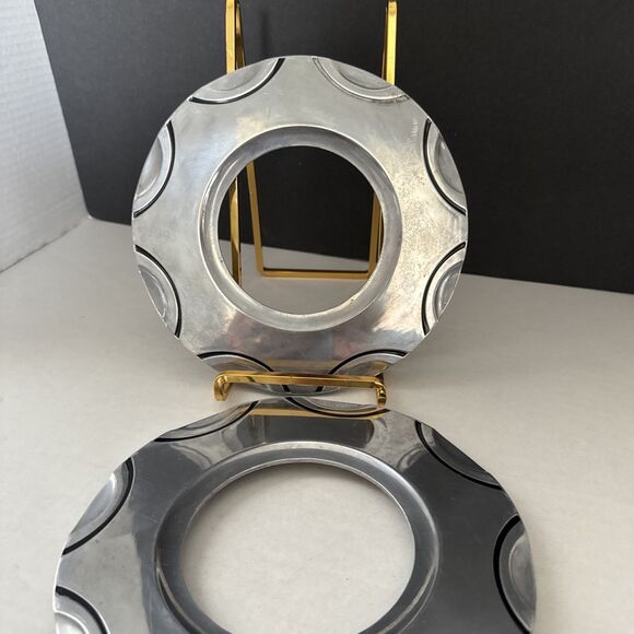 Pair of Lenox Scoop Trivets Solid Aluminum Holloware Cool Design 7.5" Diameter - Picture 15 of 16